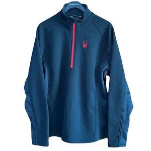 Spyder Men's Black and Red 1/4 Zip-Up Sweater size large